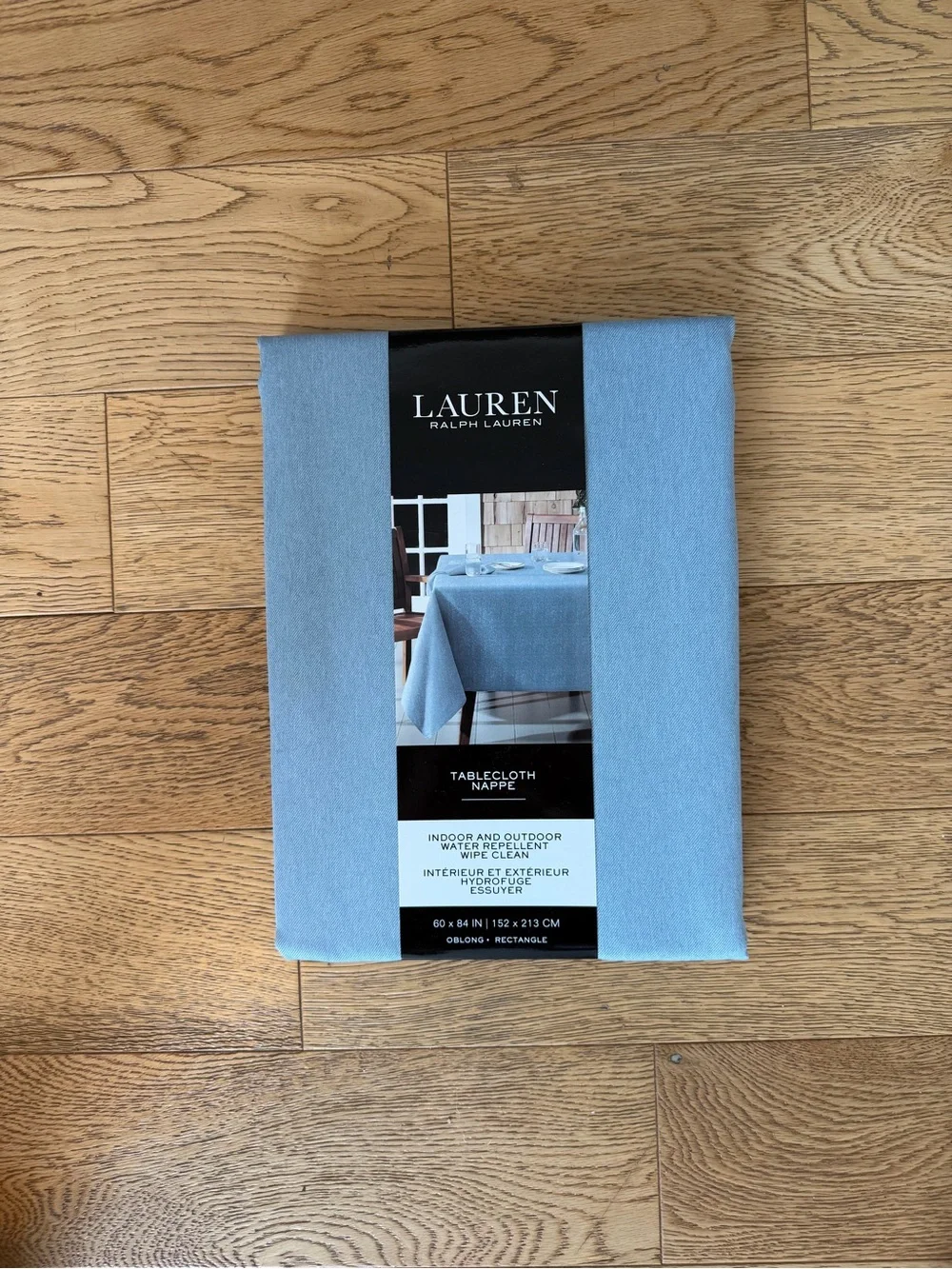 Ralph Lauren Denim Light Pale Blue Water-Repellent Tablecloth Rectangle 60x84